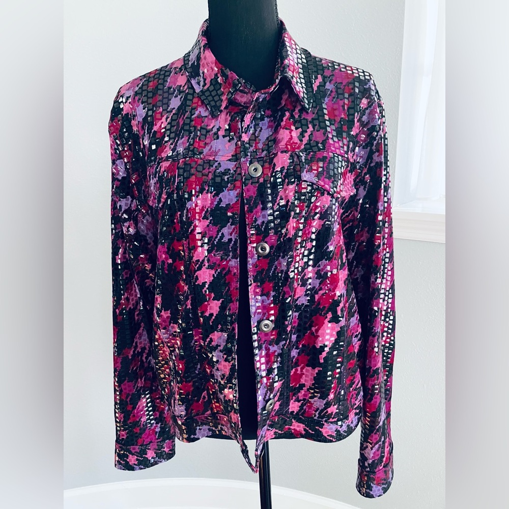 Elementz Sequined Multicolor Button Down Blazer S… - image 1
